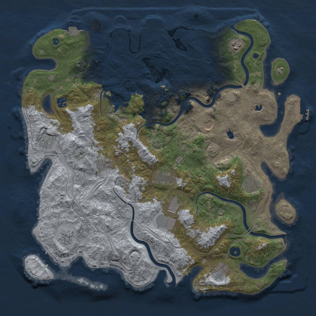 Rust Map: Procedural Map, Size: 4500, Seed: 71665326, 17 Monuments