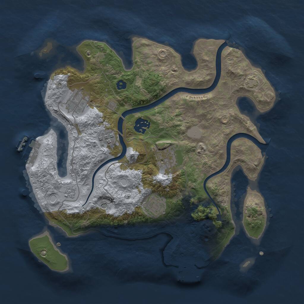 Rust Map: Procedural Map, Size: 3000, Seed: 1041397780, 11 Monuments