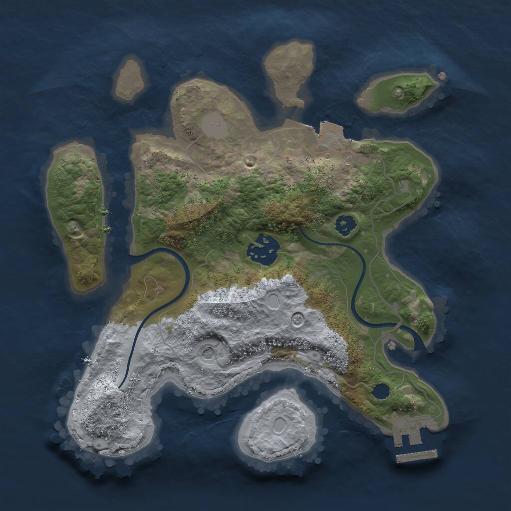 Rust Map: Procedural Map, Size: 2500, Seed: 106518, 4 Monuments