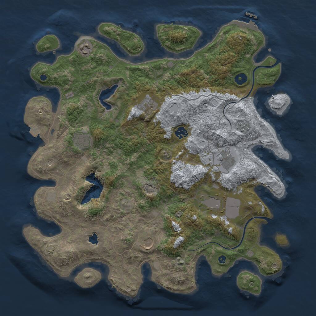 Rust Map: Procedural Map, Size: 4000, Seed: 2055029226, 12 Monuments