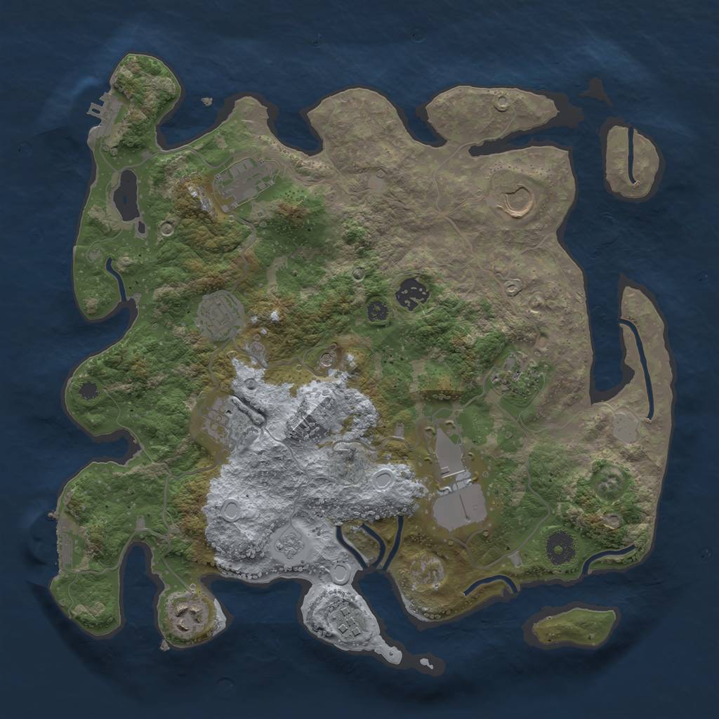 Rust Map: Procedural Map, Size: 3500, Seed: 2109428394, 18 Monuments