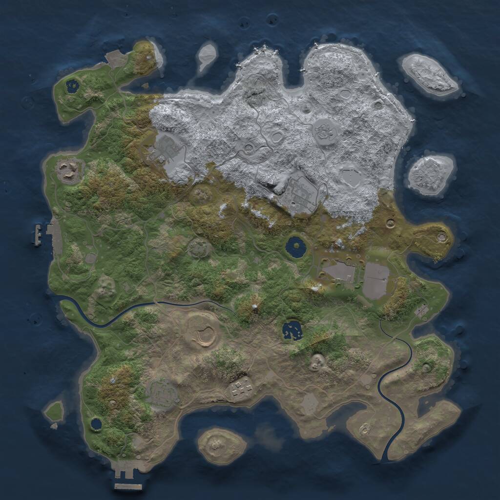 Rust Map: Procedural Map, Size: 3700, Seed: 159533862, 14 Monuments
