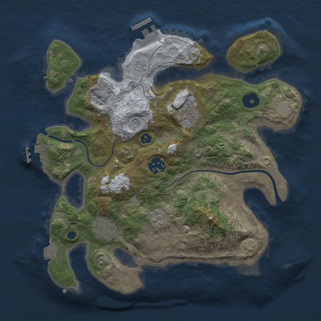 Rust Map: Procedural Map, Size: 3000, Seed: 266209516, 10 Monuments
