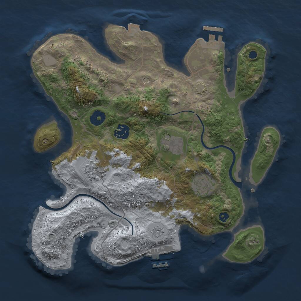 Rust Map: Procedural Map, Size: 3000, Seed: 109235705, 10 Monuments