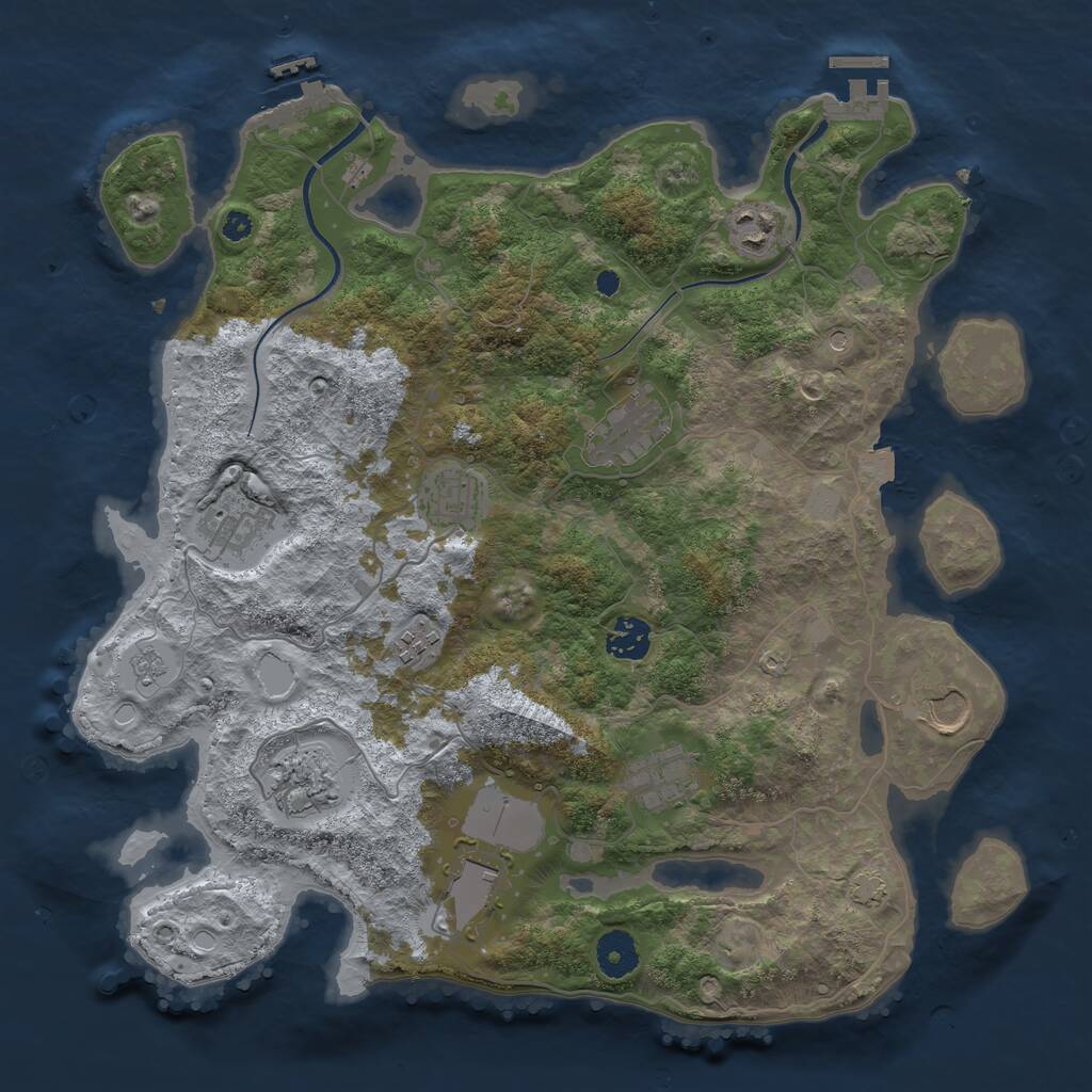 Rust Map: Procedural Map, Size: 3700, Seed: 295779526, 16 Monuments
