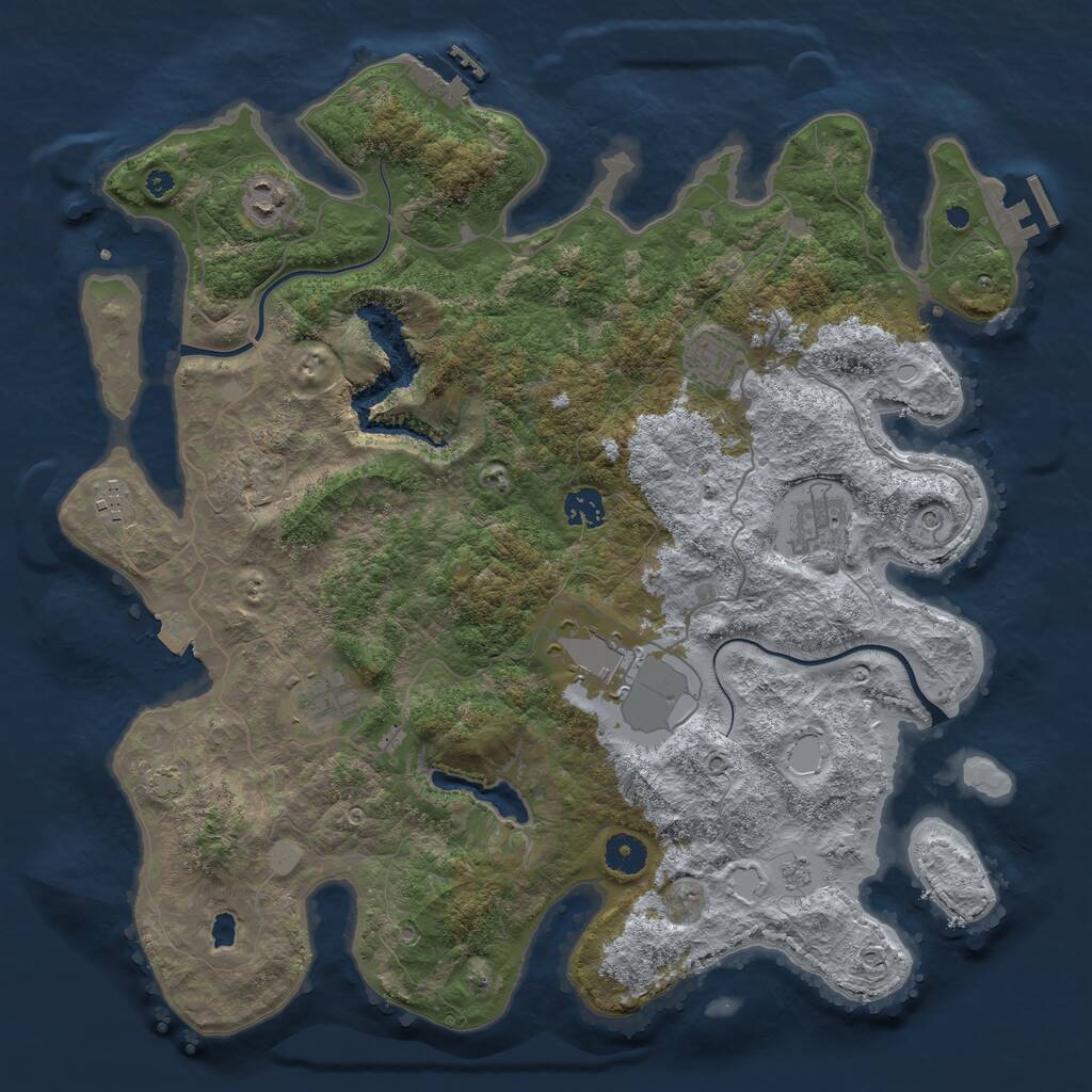 Rust Map: Procedural Map, Size: 4000, Seed: 291906000, 13 Monuments