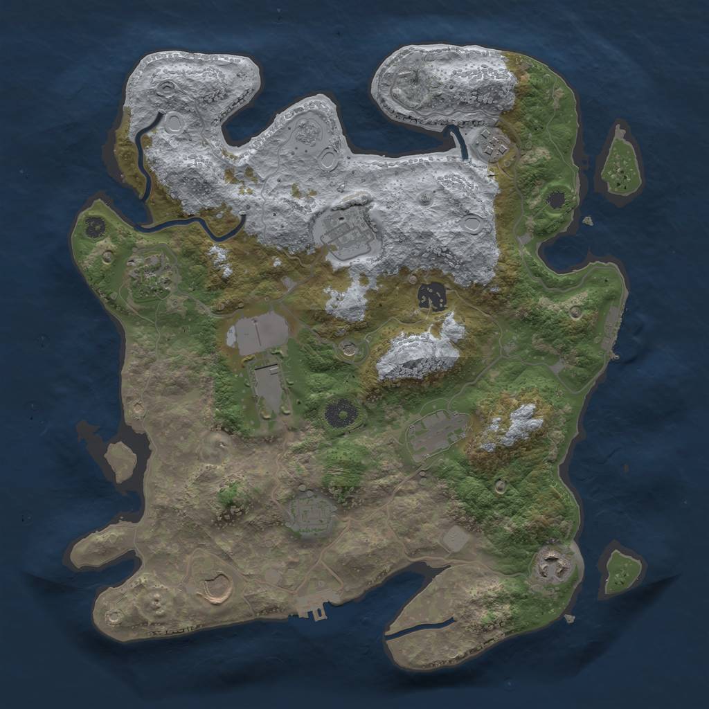 Rust Map: Procedural Map, Size: 3500, Seed: 64323, 16 Monuments