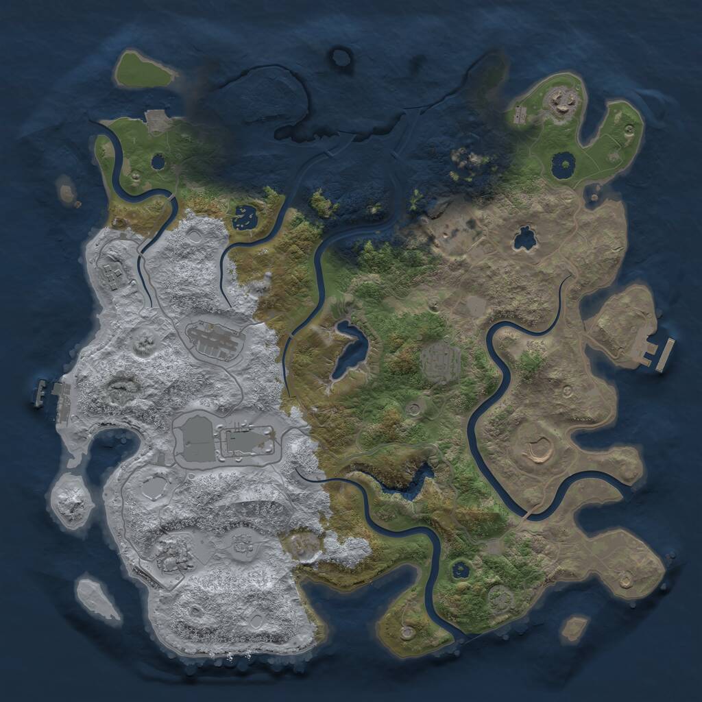 Rust Map: Procedural Map, Size: 4050, Seed: 912394868, 15 Monuments