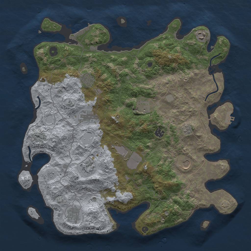 Rust Map: Procedural Map, Size: 4050, Seed: 912394868, 18 Monuments