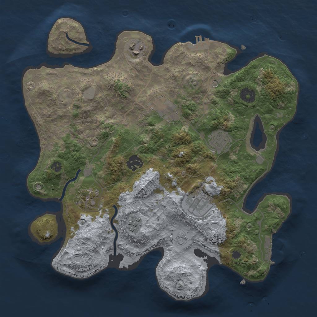 Rust Map: Procedural Map, Size: 3110, Seed: 1057949248, 16 Monuments