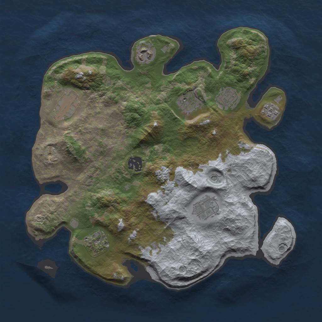Rust Map: Barren, Size: 3200, Seed: 1623, 11 Monuments