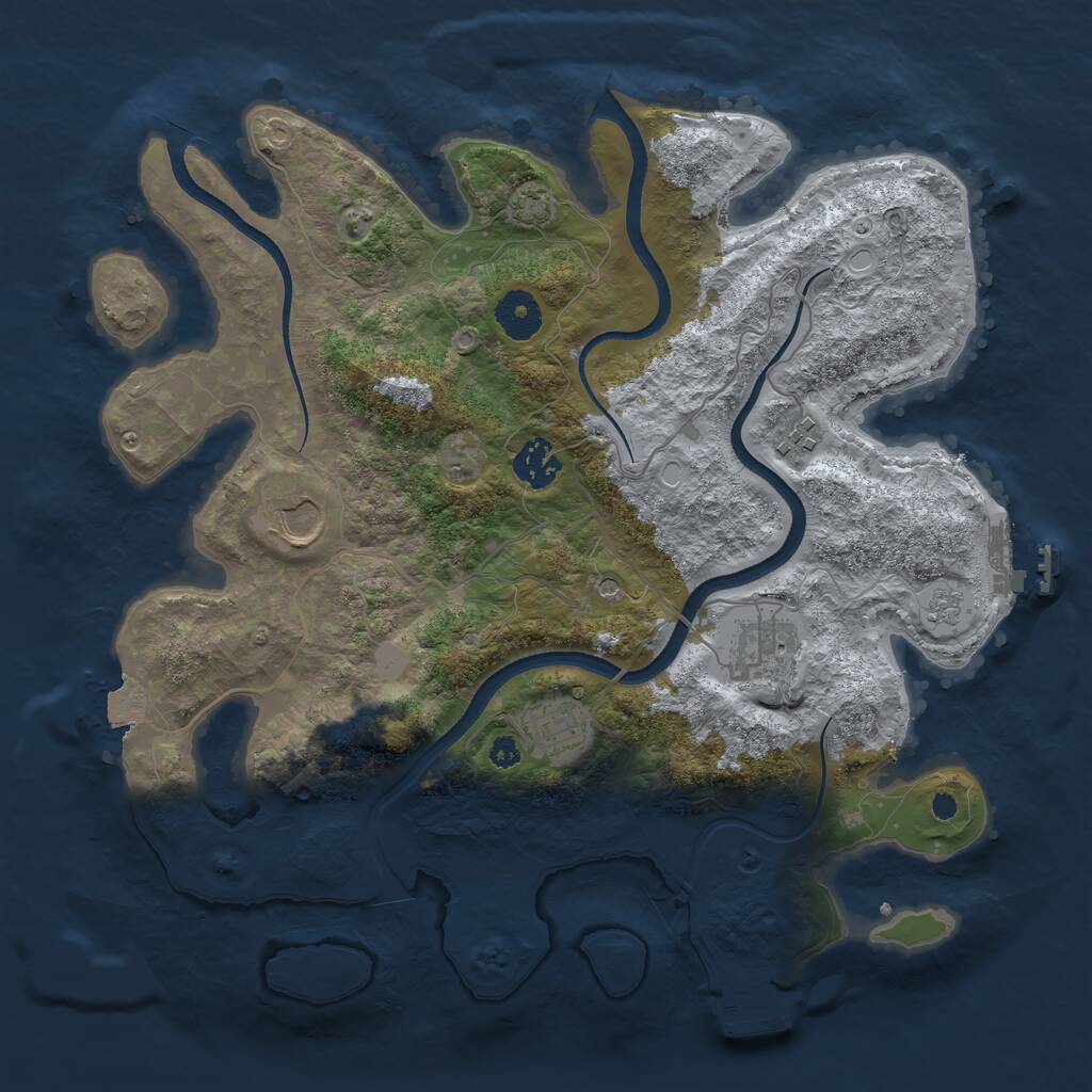 Rust Map: Procedural Map, Size: 3500, Seed: 365147672, 11 Monuments