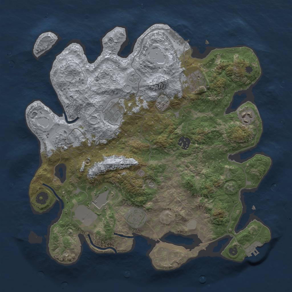 Rust Map: Procedural Map, Size: 3500, Seed: 2115456320, 17 Monuments