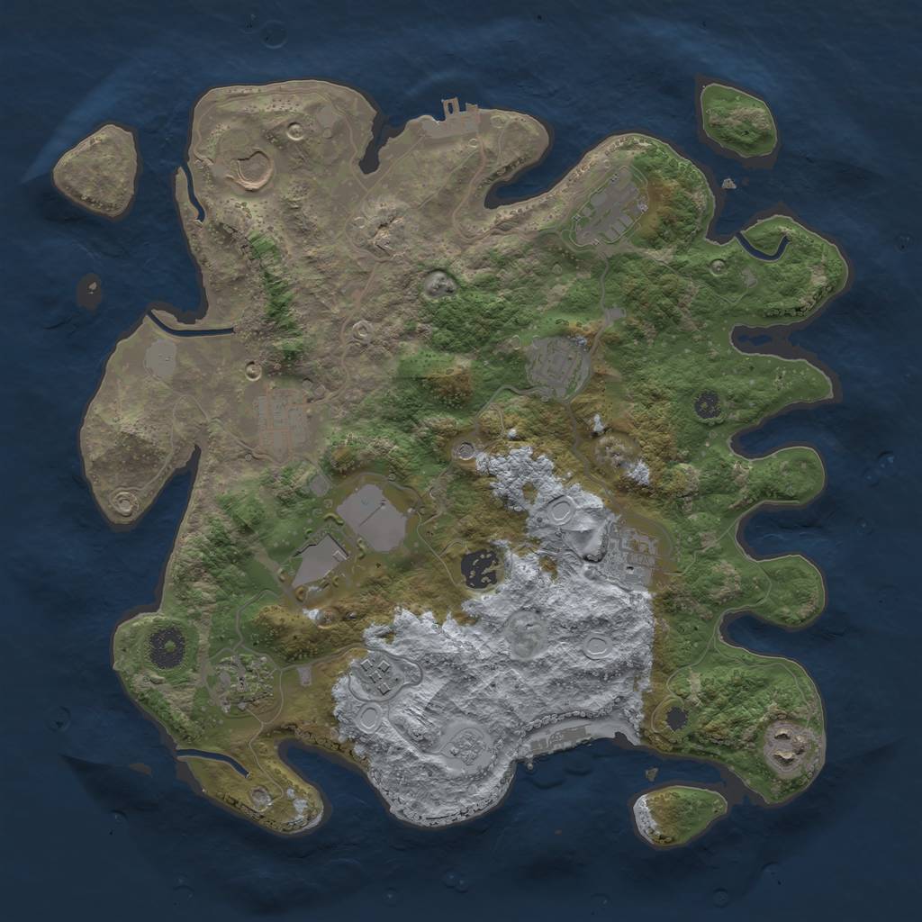 Rust Map: Procedural Map, Size: 3500, Seed: 398016715, 17 Monuments