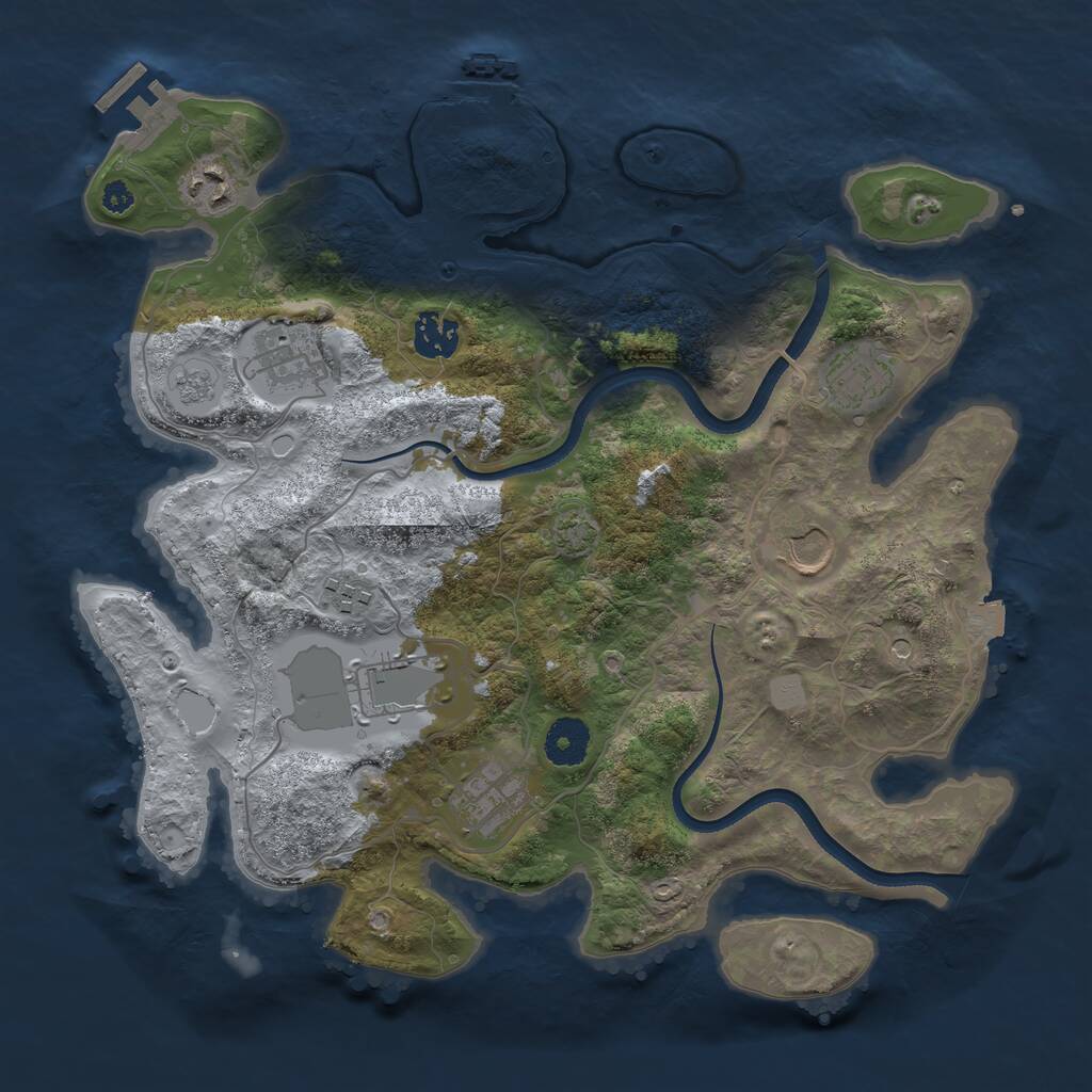 Rust Map: Procedural Map, Size: 3500, Seed: 1272087190, 14 Monuments