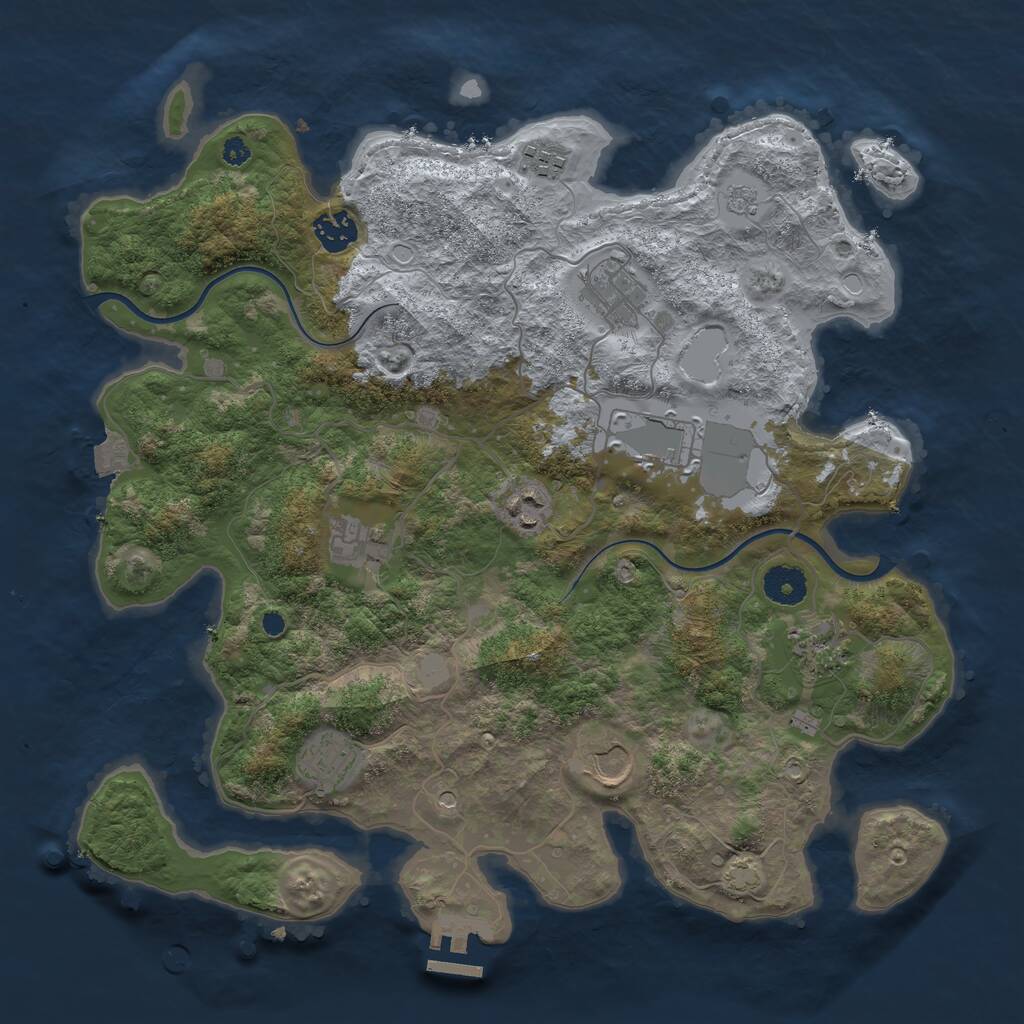 Rust Map: Procedural Map, Size: 3700, Seed: 1871874747, 14 Monuments