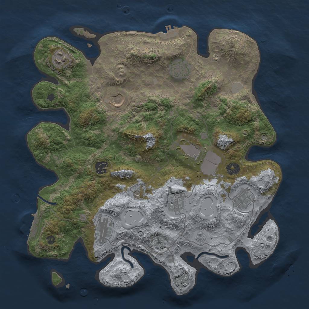 Rust Map: Procedural Map, Size: 3500, Seed: 376953572, 18 Monuments