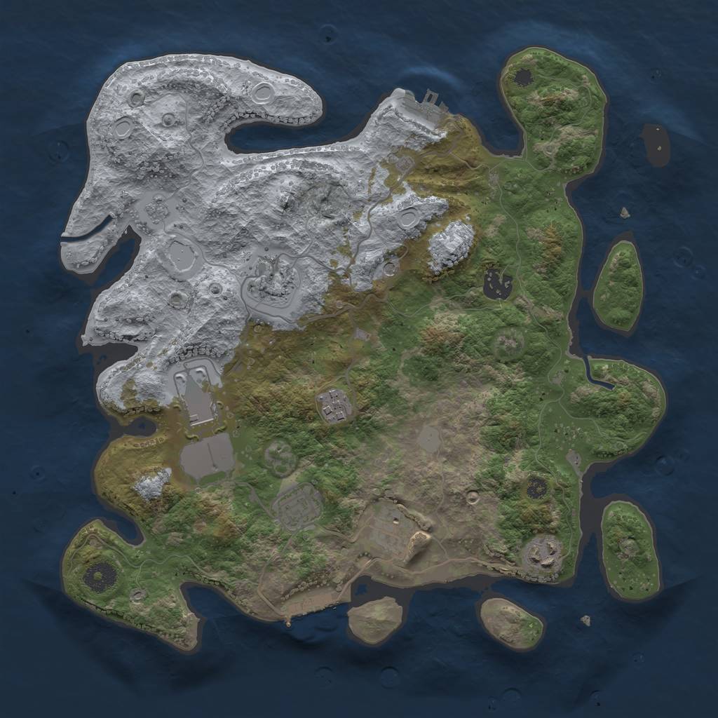 Rust Map: Procedural Map, Size: 3500, Seed: 612848755, 16 Monuments