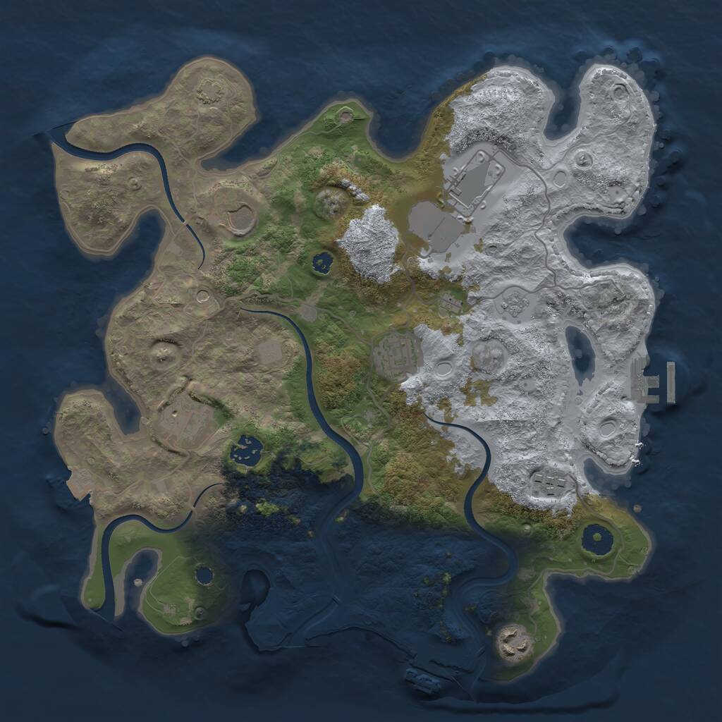 Rust Map: Procedural Map, Size: 3500, Seed: 120872044, 13 Monuments