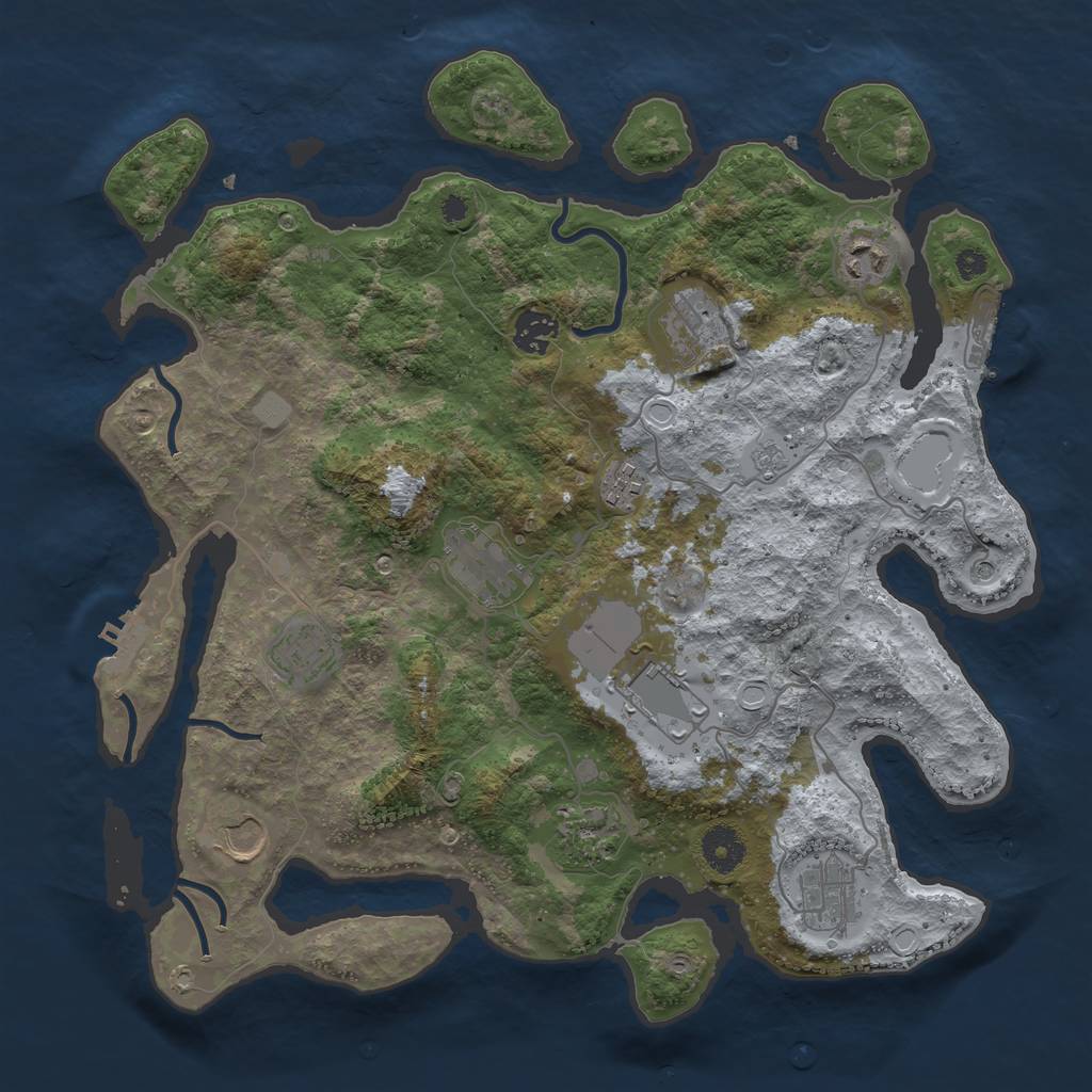 Rust Map: Procedural Map, Size: 3700, Seed: 245, 19 Monuments