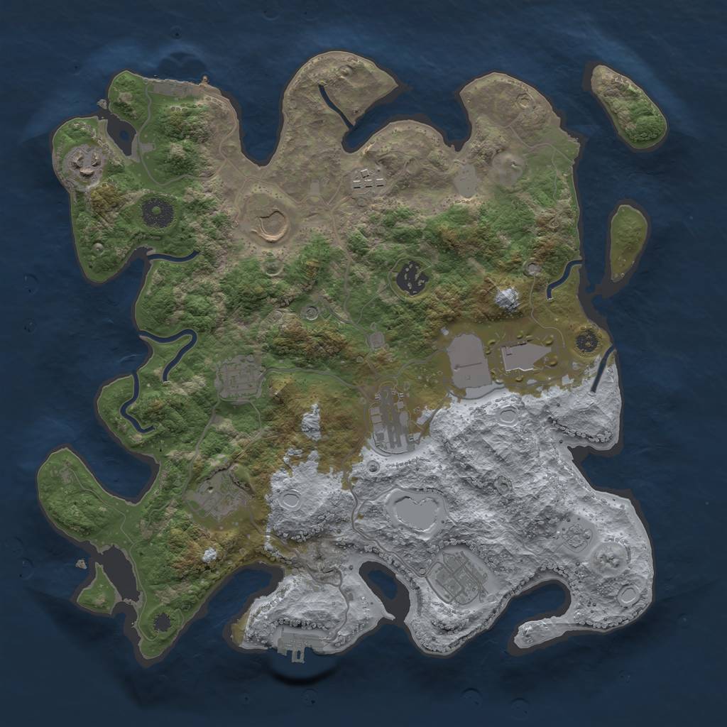 Rust Map: Procedural Map, Size: 3500, Seed: 1463150663, 18 Monuments
