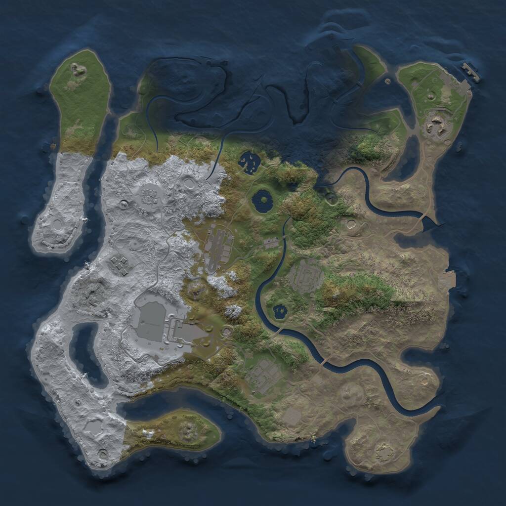 Rust Map: Procedural Map, Size: 3500, Seed: 46546456, 13 Monuments