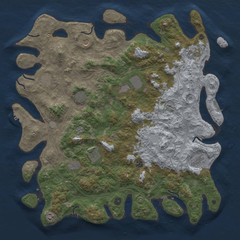 Rust Map: Procedural Map, Size: 4800, Seed: 2144189561, 18 Monuments