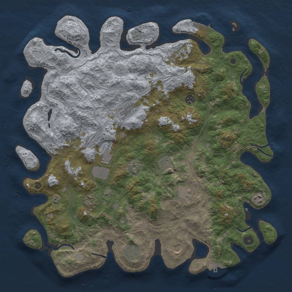 Rust Map: Procedural Map, Size: 4500, Seed: 2139841550, 17 Monuments