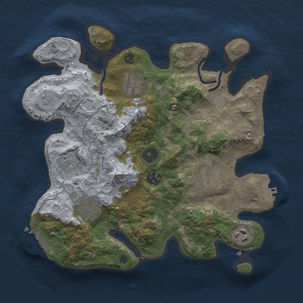 Rust Map: Procedural Map, Size: 3000, Seed: 2054636574, 14 Monuments