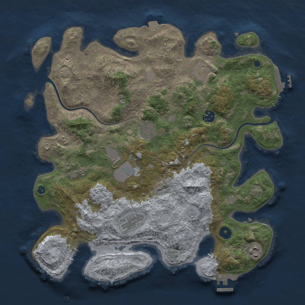 Rust Map: Procedural Map, Size: 3800, Seed: 369712854, 14 Monuments