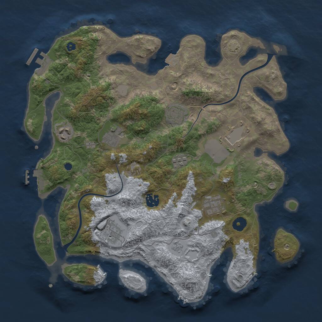 Rust Map: Procedural Map, Size: 3500, Seed: 72698416, 13 Monuments