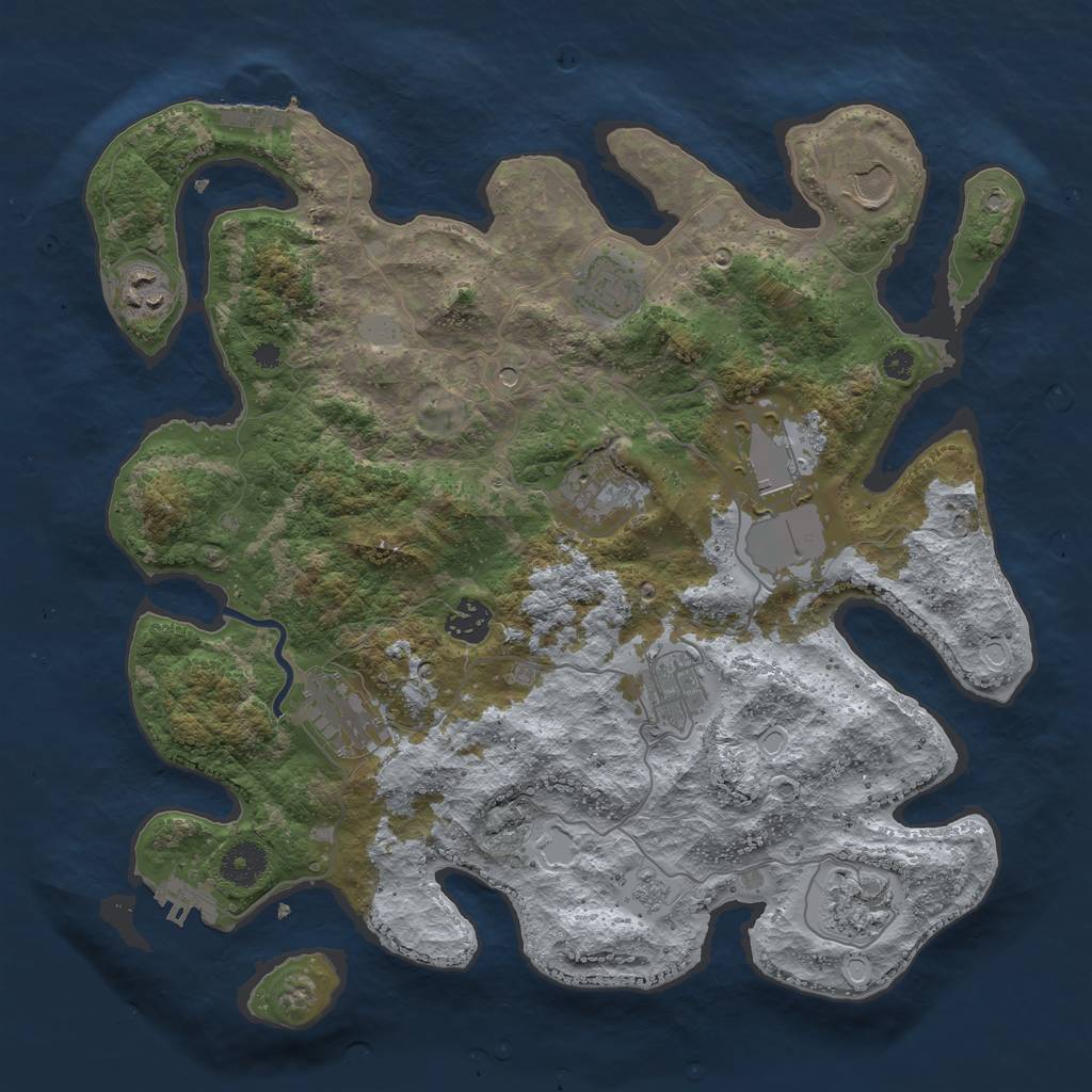 Rust Map: Procedural Map, Size: 3660, Seed: 177957354, 18 Monuments