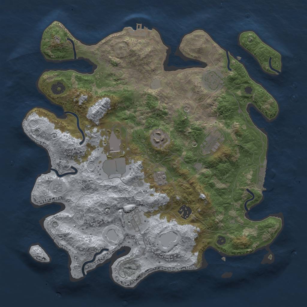 Rust Map: Procedural Map, Size: 3500, Seed: 2039983334, 14 Monuments