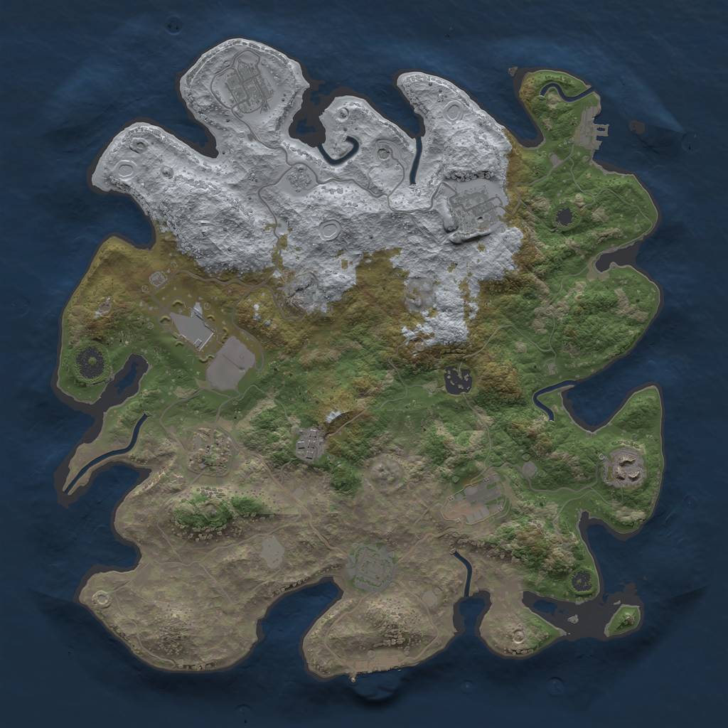 Rust Map: Procedural Map, Size: 3700, Seed: 562244098, 18 Monuments