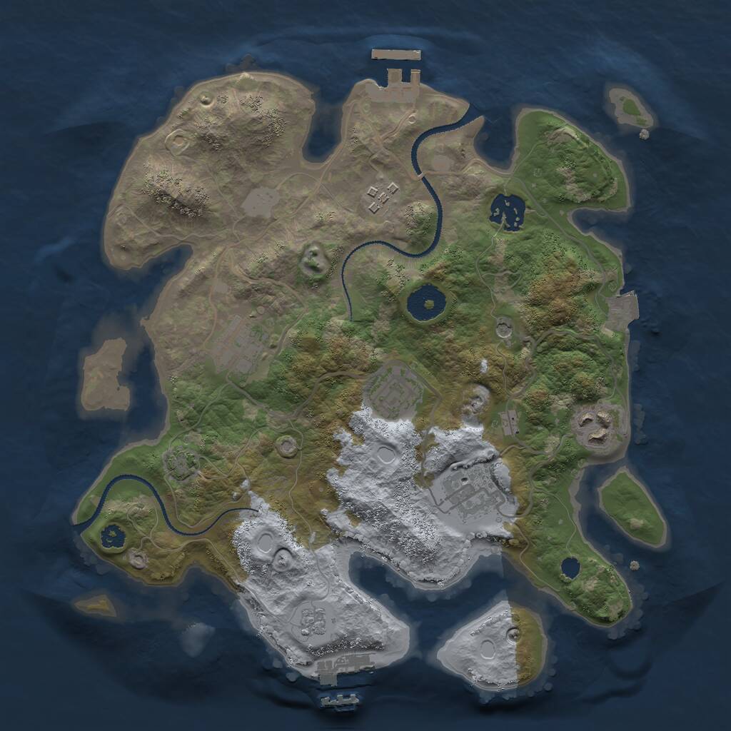Rust Map: Procedural Map, Size: 3000, Seed: 76167, 12 Monuments