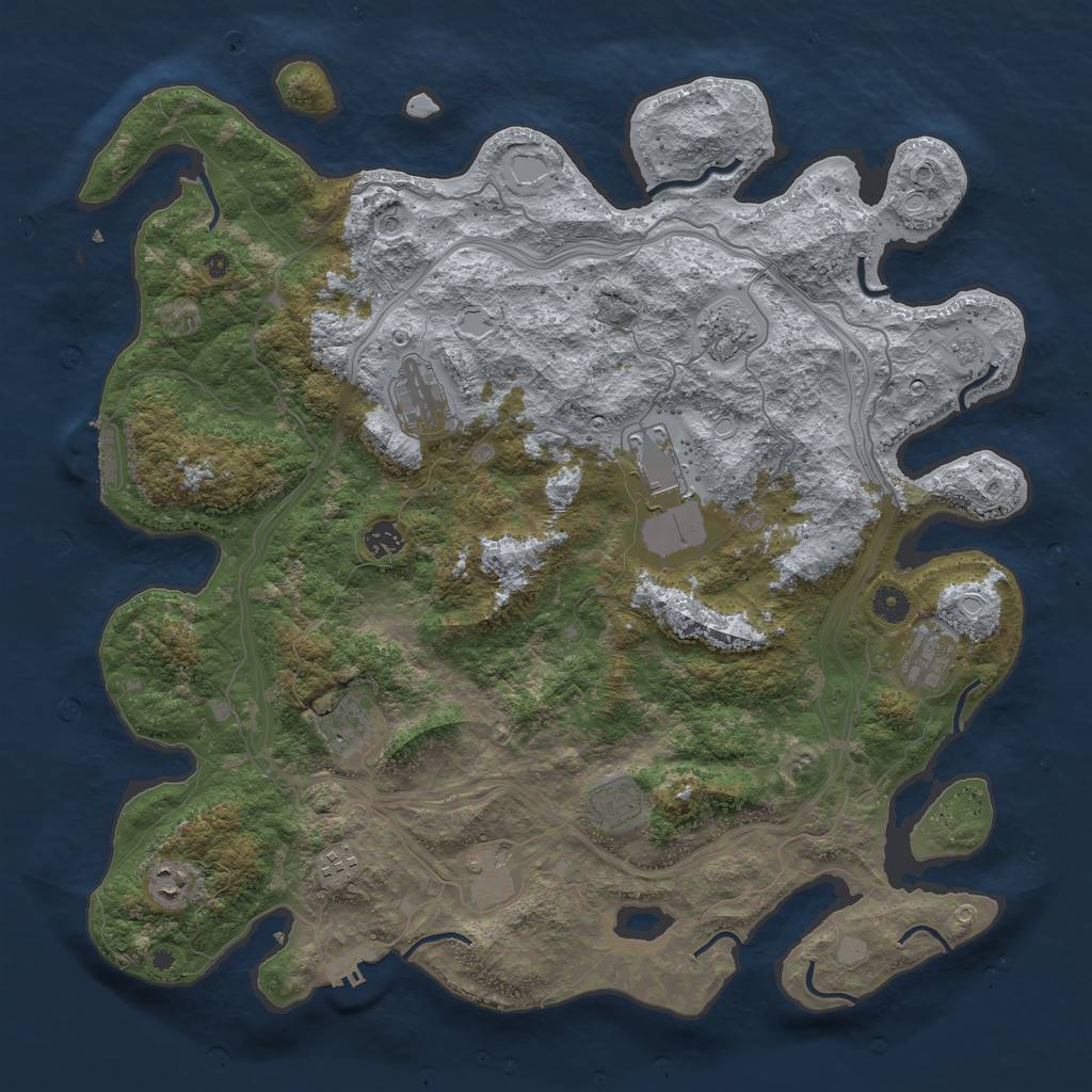 Rust Map: Procedural Map, Size: 4500, Seed: 1873080120, 19 Monuments