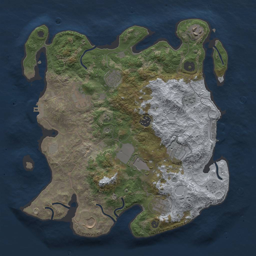 Rust Map: Procedural Map, Size: 3500, Seed: 59974283, 16 Monuments