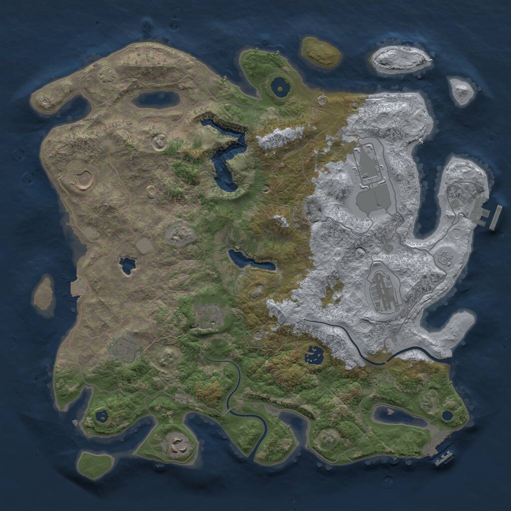 Rust Map: Procedural Map, Size: 4000, Seed: 9608, 13 Monuments