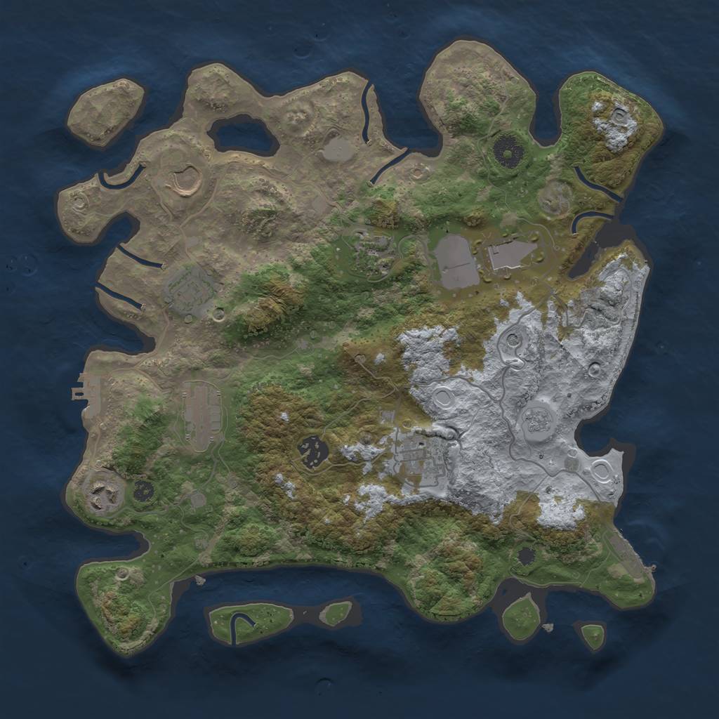 Rust Map: Procedural Map, Size: 3500, Seed: 16031737, 17 Monuments