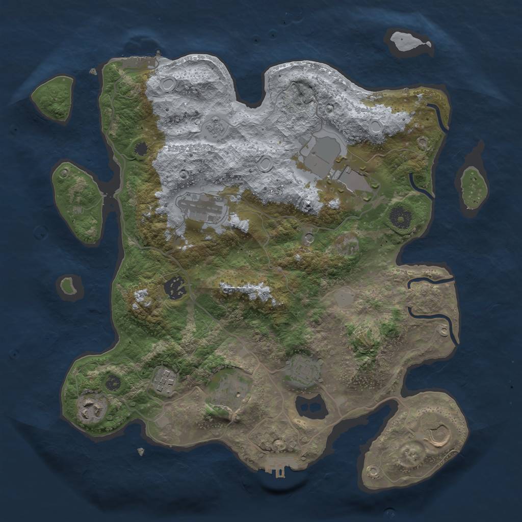 Rust Map: Procedural Map, Size: 3500, Seed: 11123333, 17 Monuments