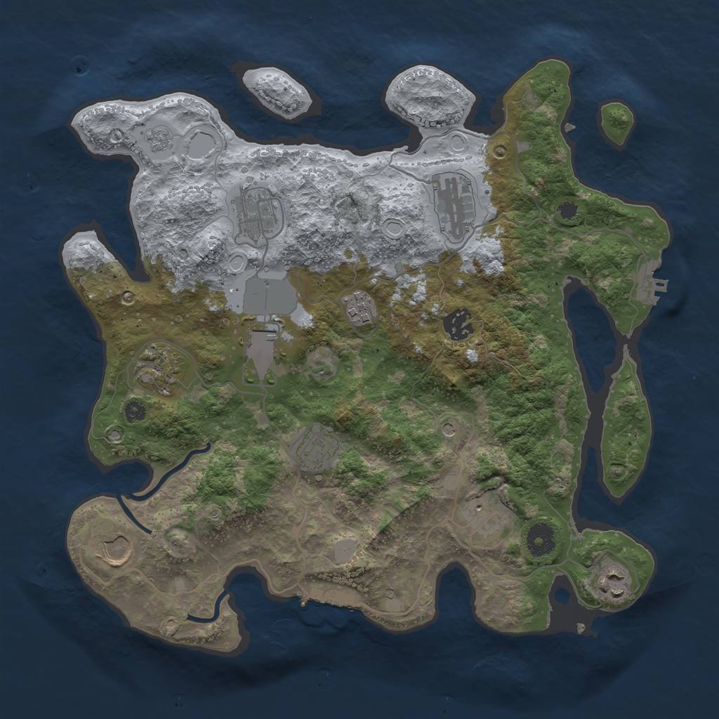 Rust Map: Procedural Map, Size: 3500, Seed: 531194650, 19 Monuments