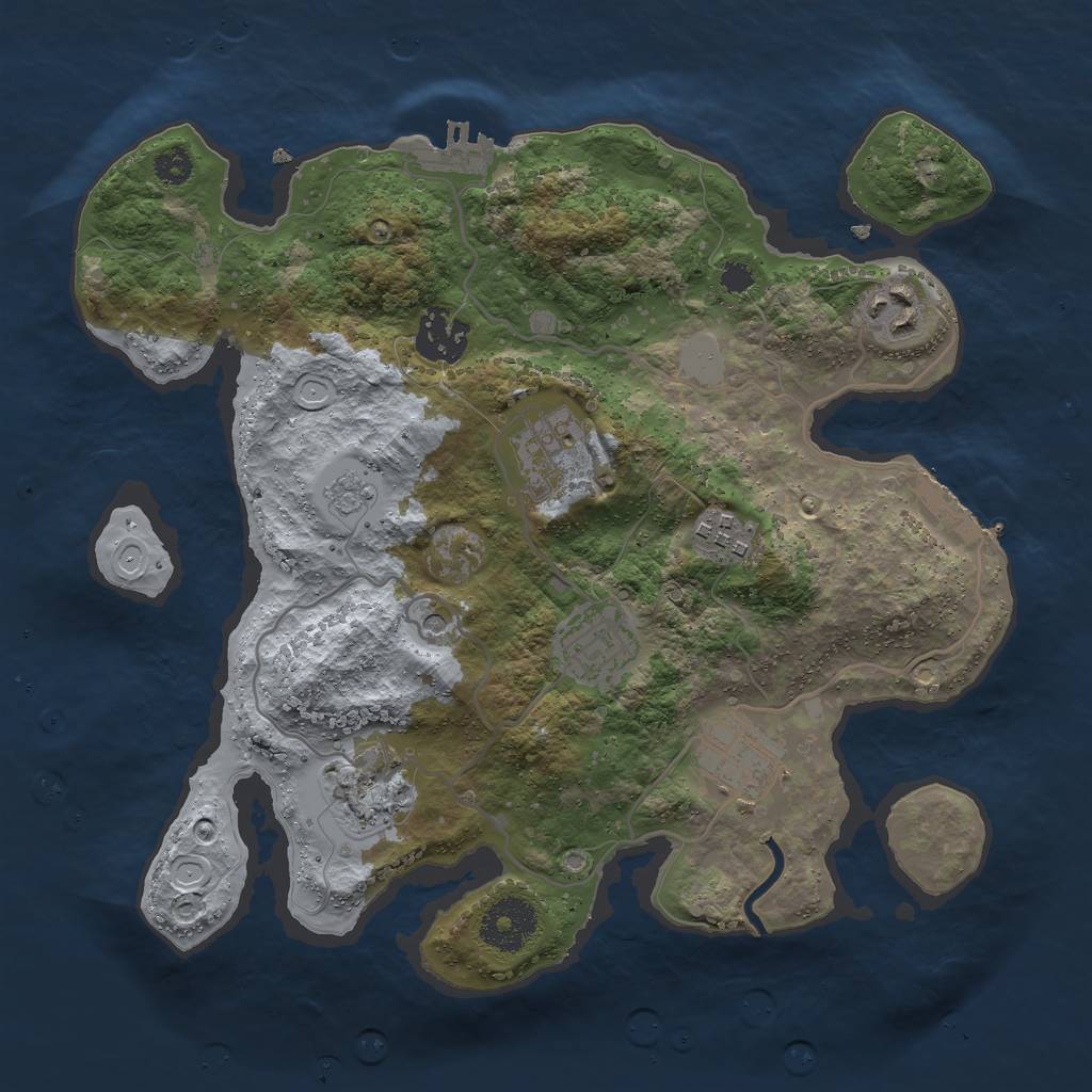 Rust Map: Procedural Map, Size: 3000, Seed: 1000001, 16 Monuments