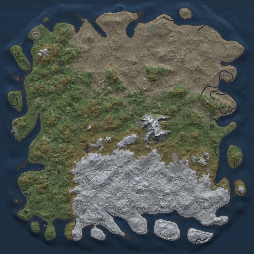 Rust Map: Procedural Map, Size: 6000, Seed: 830276717, 20 Monuments