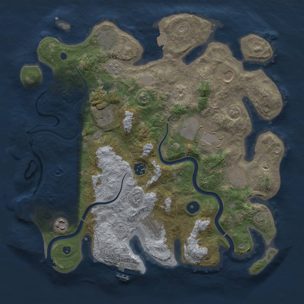 Rust Map: Procedural Map, Size: 3700, Seed: 1617744515, 15 Monuments