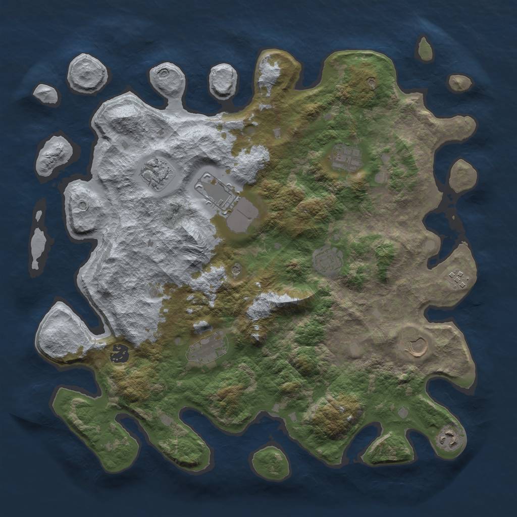 Rust Map: Barren, Size: 4000, Seed: 1743695454, 12 Monuments