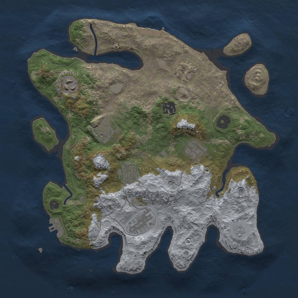 Rust Map: Procedural Map, Size: 3250, Seed: 430000897, 16 Monuments