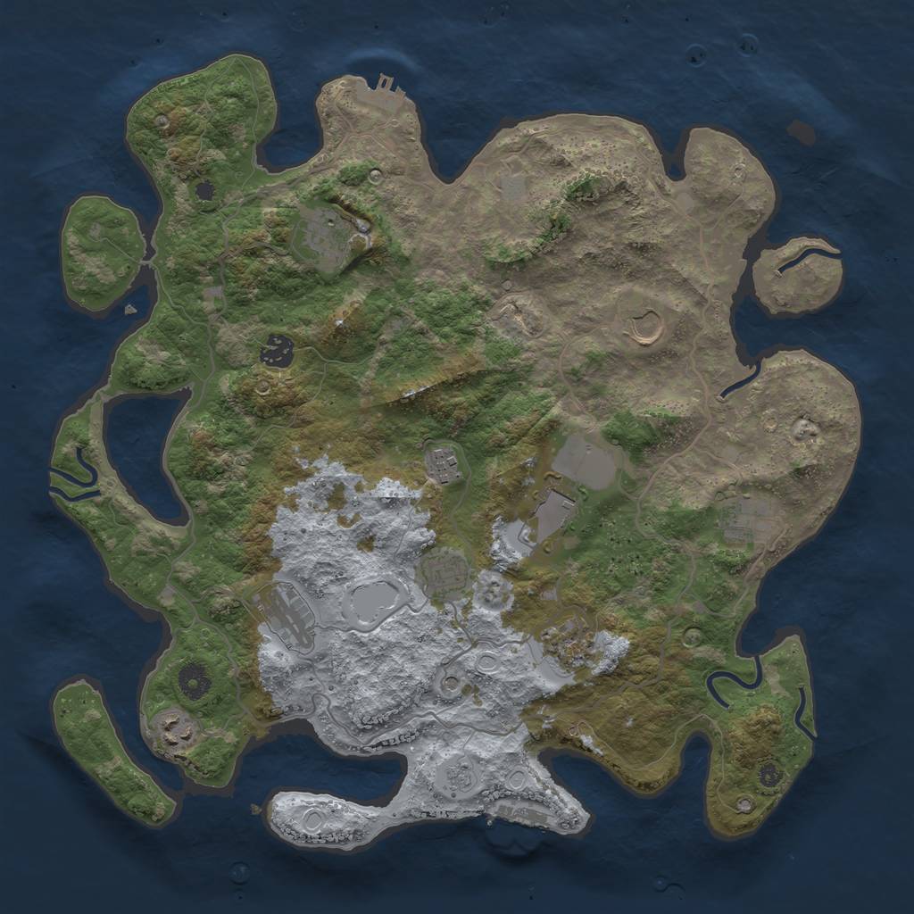 Rust Map: Procedural Map, Size: 4000, Seed: 843692210, 19 Monuments