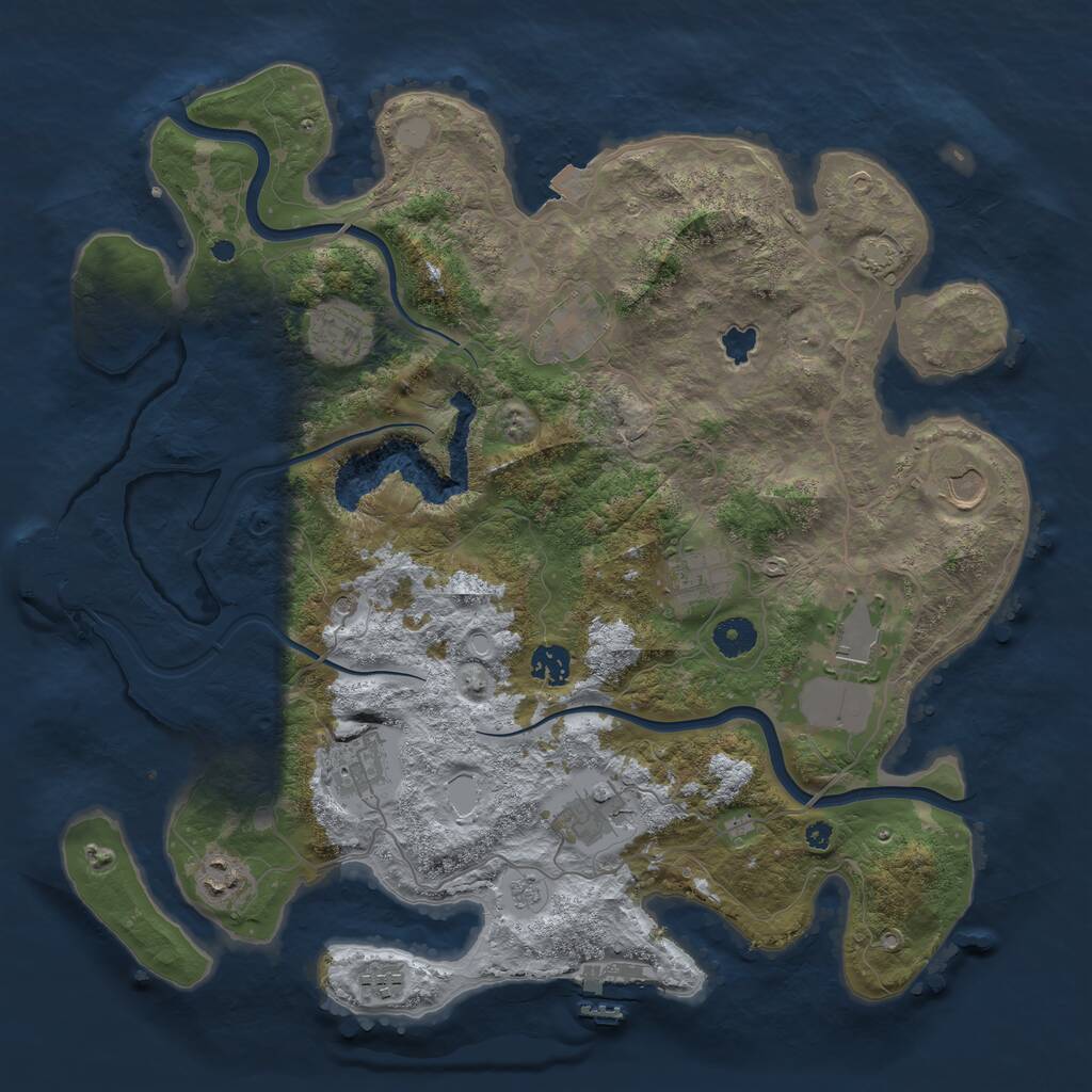 Rust Map: Procedural Map, Size: 4000, Seed: 843692210, 16 Monuments