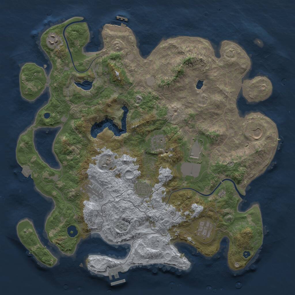 Rust Map: Procedural Map, Size: 4000, Seed: 843692210, 14 Monuments
