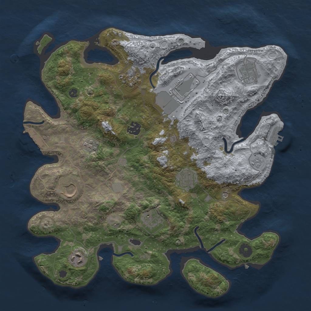 Rust Map: Procedural Map, Size: 3500, Seed: 1318246371, 18 Monuments